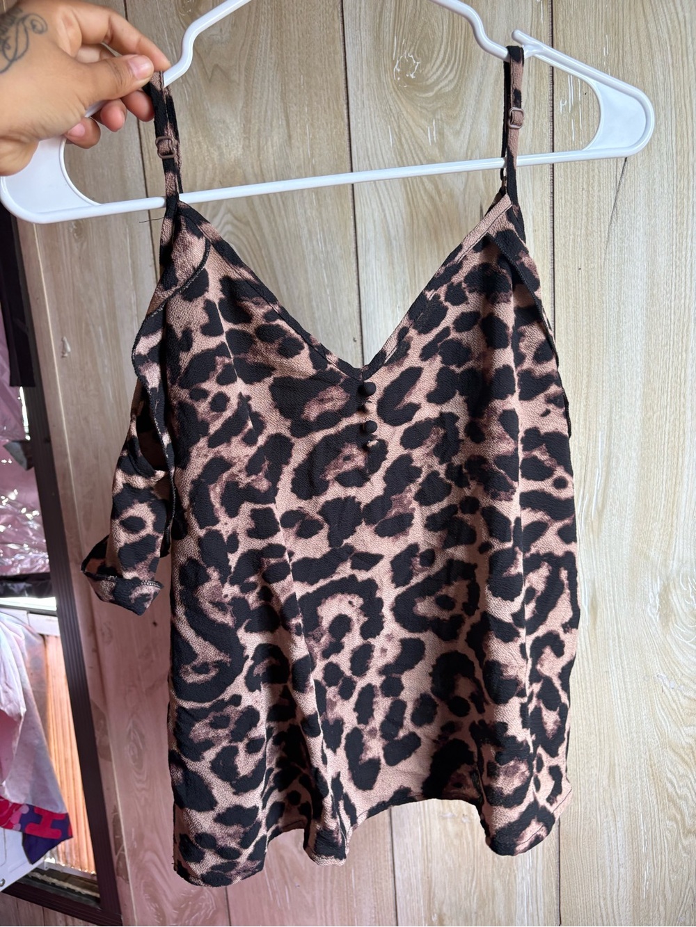 SHEIN Taupe & Black Leopard Satin Cami